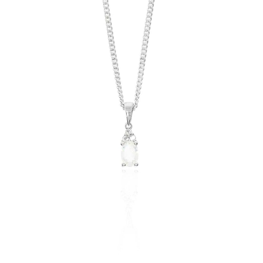 Moonstone White Topaz Silver Pendant Heidi Kjeldsen Jewellery P1585 hanging