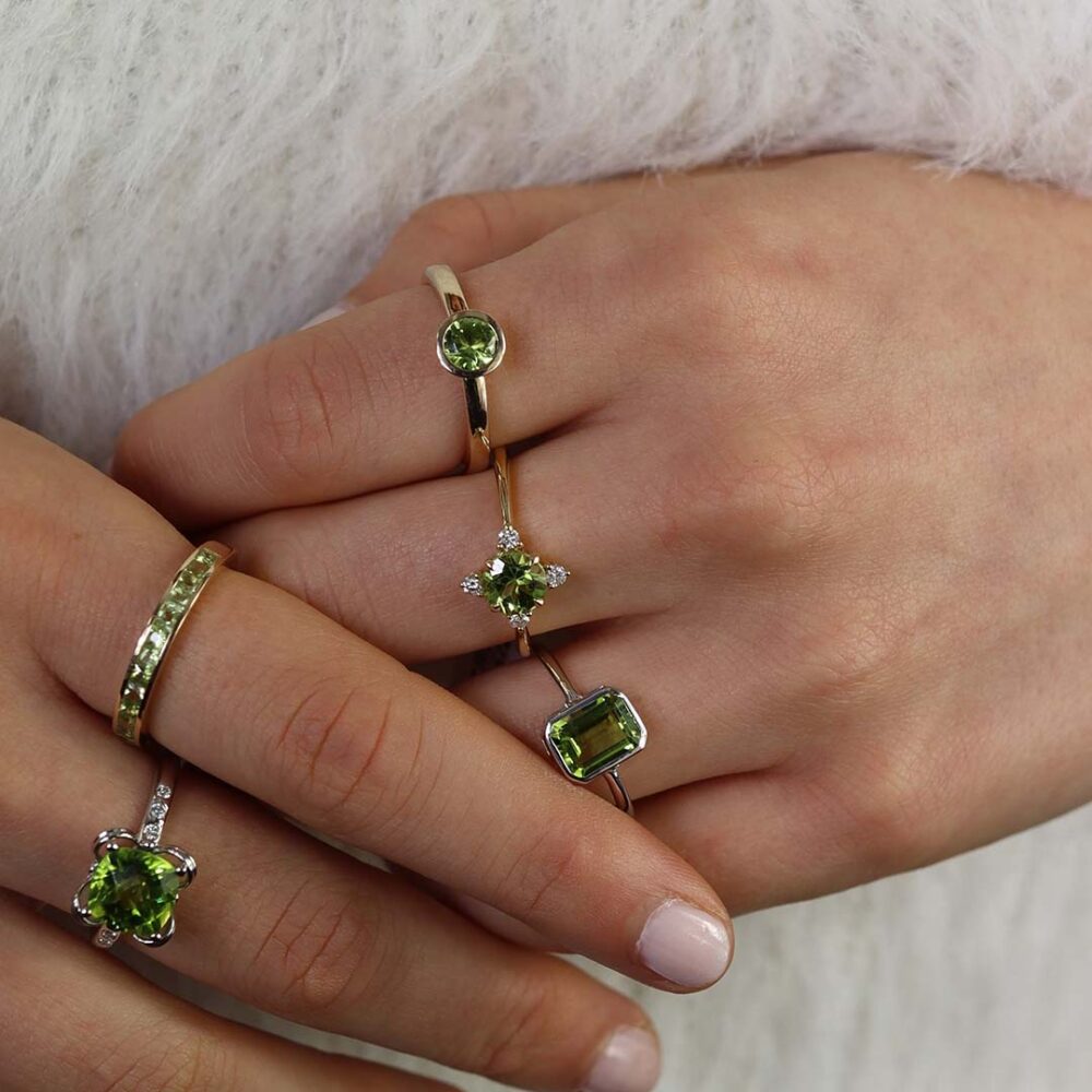 Peridot Stacking Ring Heidi Kjeldsen R175 Peridot And Diamond Ring R1825 Peridot And Silver Ring R1870 Peridot And Diamond Ring R1539 Peridot Eternity Ring R1811 Model3