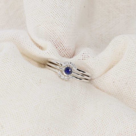 Sapphire stacking ring with two Diamond bands by Heidi Kjeldsen Jewellery R1501 and R1499 Still