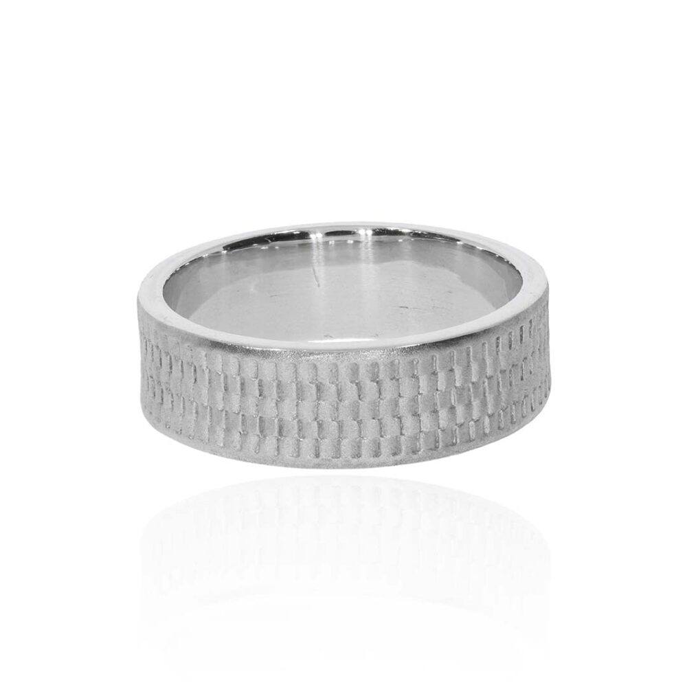 Ulf Heidi Kjeldsen Jewellery Satin woven effect Gentleman's wedding Ring R1830 white