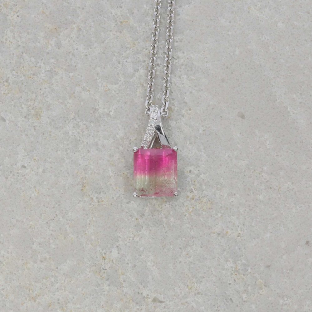 Alma Bi-Coloured Pink Tourmaline and Diamond Pendant Heidi Kjeldsen Jewellery P1459 still