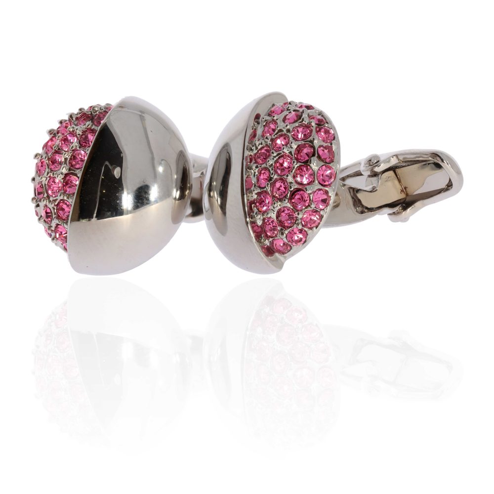 Alma Heidi Kjeldsen Jewellery Silver Plated Pink Crystal Cufflinks CL1841 side
