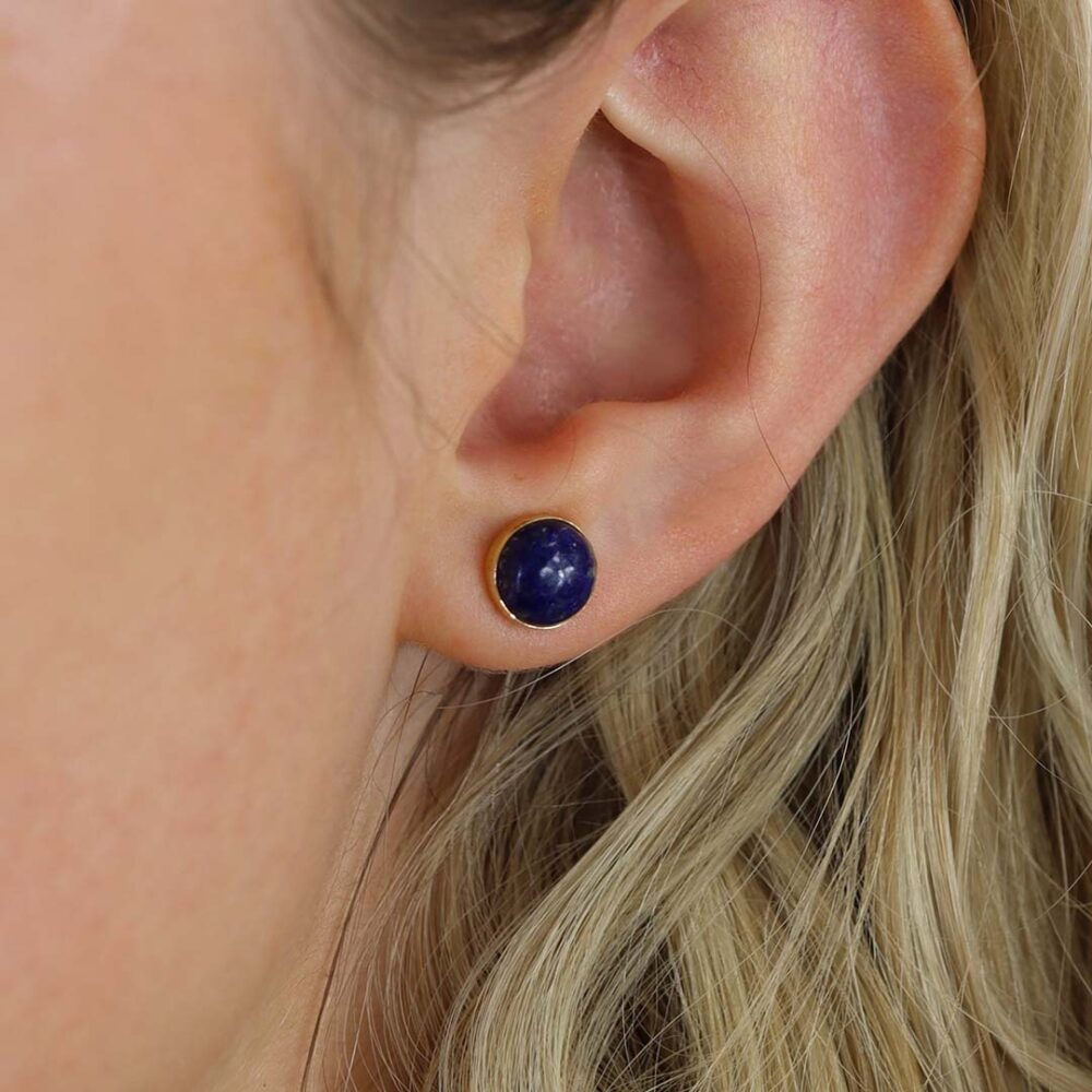 Birgit Lapis Lazuli 9ct Yellow Gold Earstuds Heidi Kjeldsen Jewellery ER2613 Model