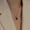 Black Octagonal Spinel and silver pendant by Heidi Kjeldsen Jewellers Model P1616