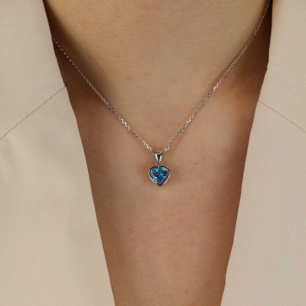 Blue Topaz Heart Pendant Heidi Kjeldsen Jewellery P1509 model2