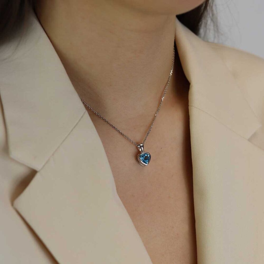 Blue Topaz Heart Pendant Heidi Kjeldsen Jewellery P1509 model1