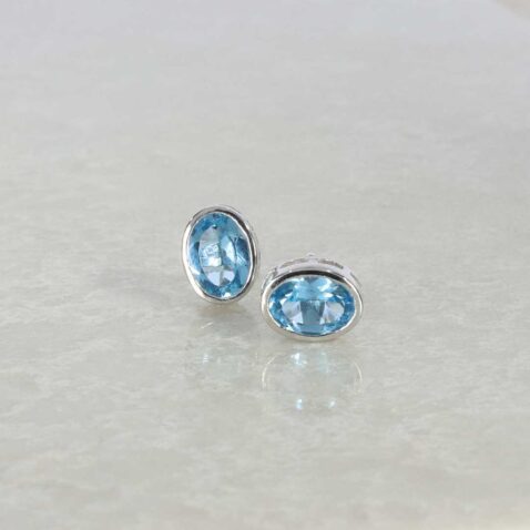 Blue Topaz and Silver Oval Earrings Heidi Kjeldsen jewellery ER4884 still