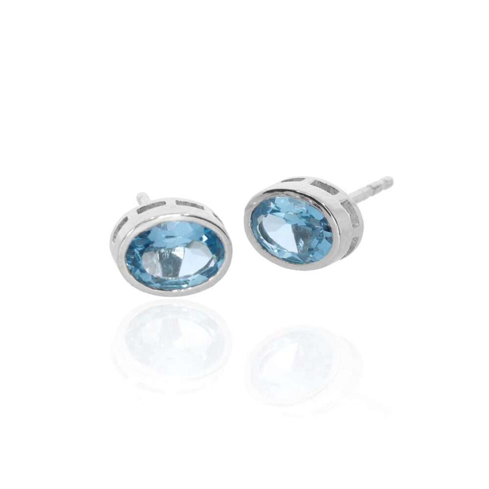Blue Topaz and Silver Oval Earrings Heidi Kjeldsen jewellery ER4884 white