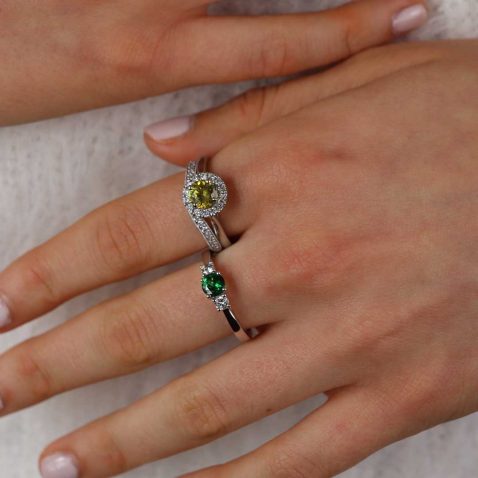 Burmese Sphene Ring Diamond Curved Eternity Ring Tsvarite and Diamond Ring Heidi Kjeldsen Jewellery R1278 R1719 R1878 model