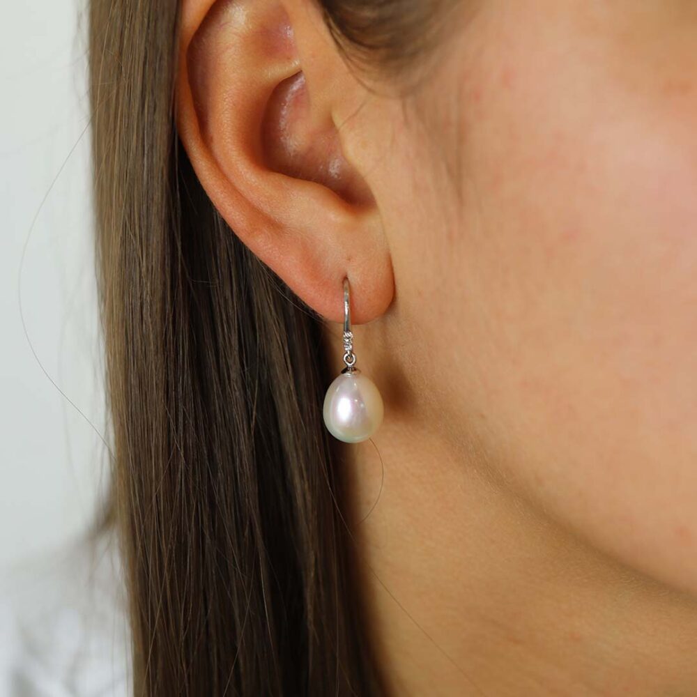 Cultured Pearl and Diamond Earrings Heidi Kjeldsen Jewellery ER4802 model