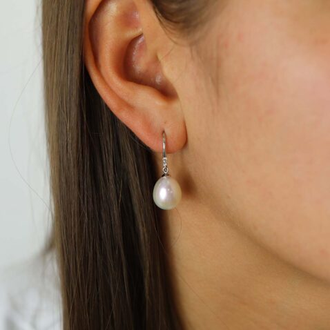 Cultured Pearl and Diamond Earrings Heidi Kjeldsen Jewellery ER4802 model