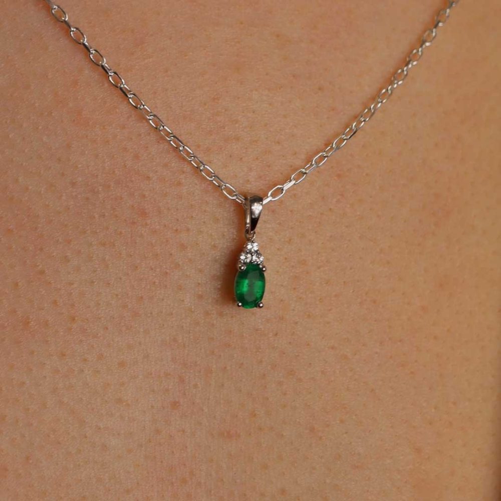 Emerald and White Topaz Pendant by Heidi kjeldsen Jewellery, Jette Collection P1584 model