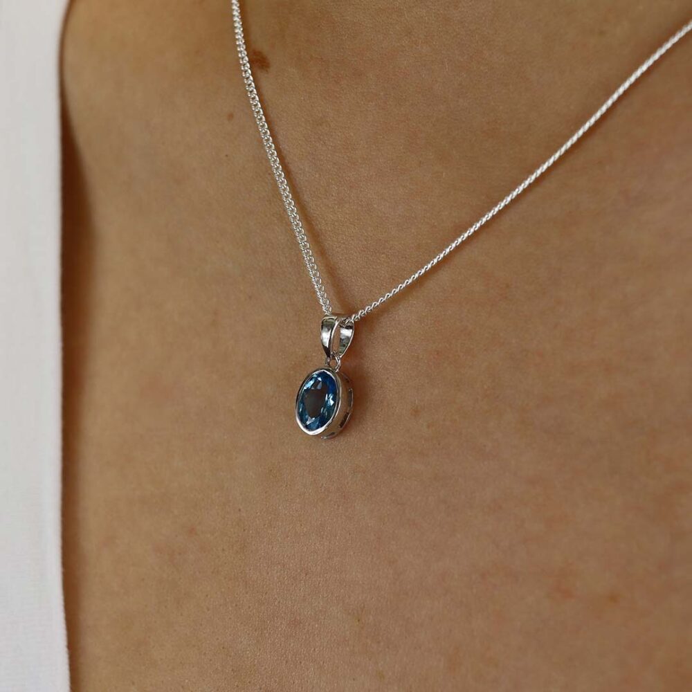 Freja Blue Topaz Oval Pendant Heidi Kjeldsen Jewellers P1598