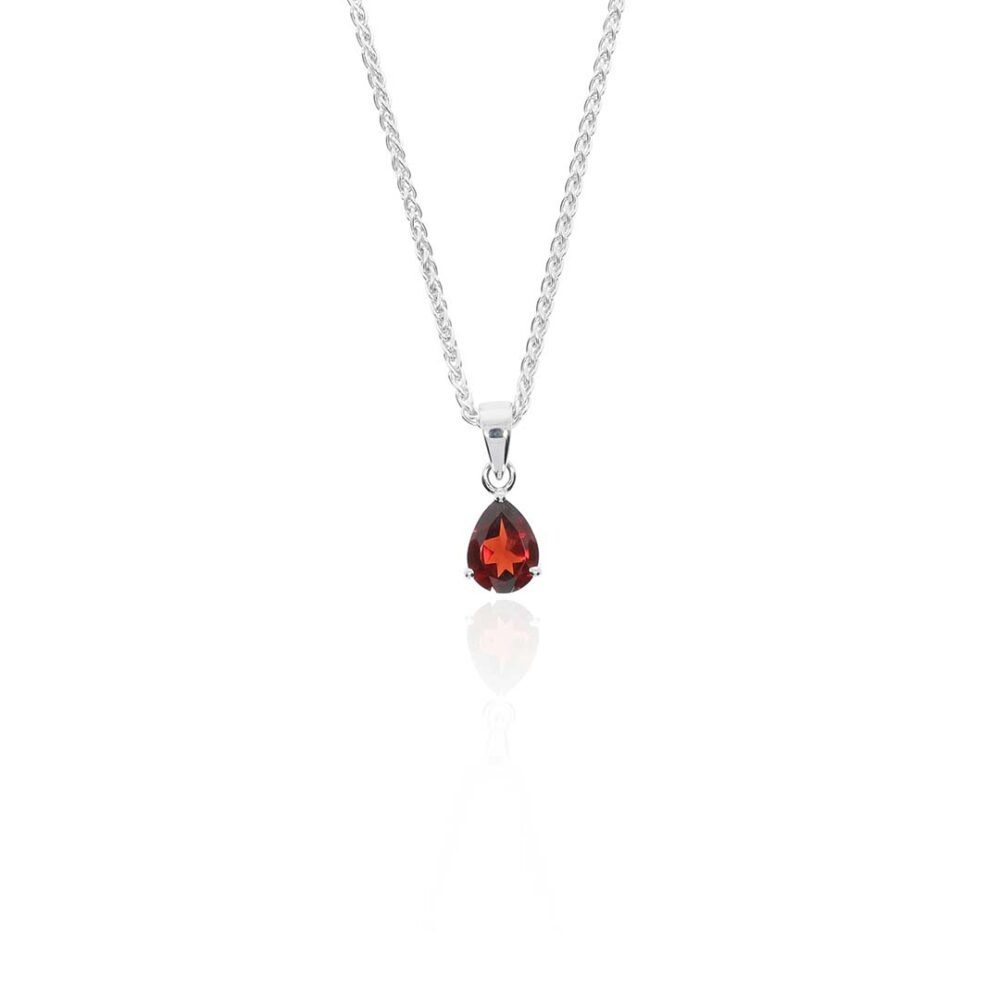 Garnet Pear White Gold Pendant Heidi Kjeldsen Jewellery p1594 white1
