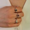 Garnet Silver Ring R1863 Green Tourmaline And Diamond Trefoil Ring R1877 Yellow Tourmaline Stacking Ring R1716 Heidi Kjeldsen Jewellery Model