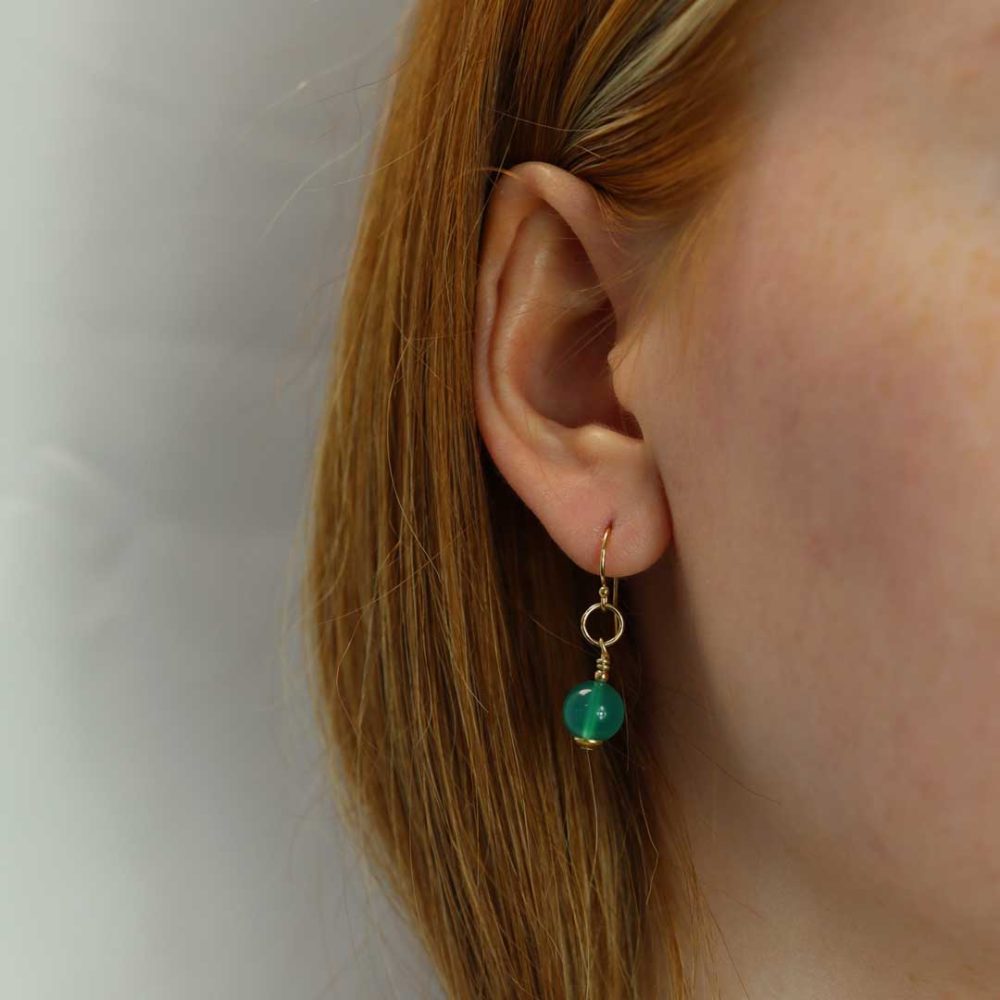 Green Glass Drop Earrings Heidi Kjeldsen Jewellery ER4753 model