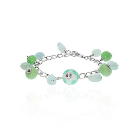 Heidi Kjeldsen Jewellery Lampwork Glass Bracelet BL1340 white