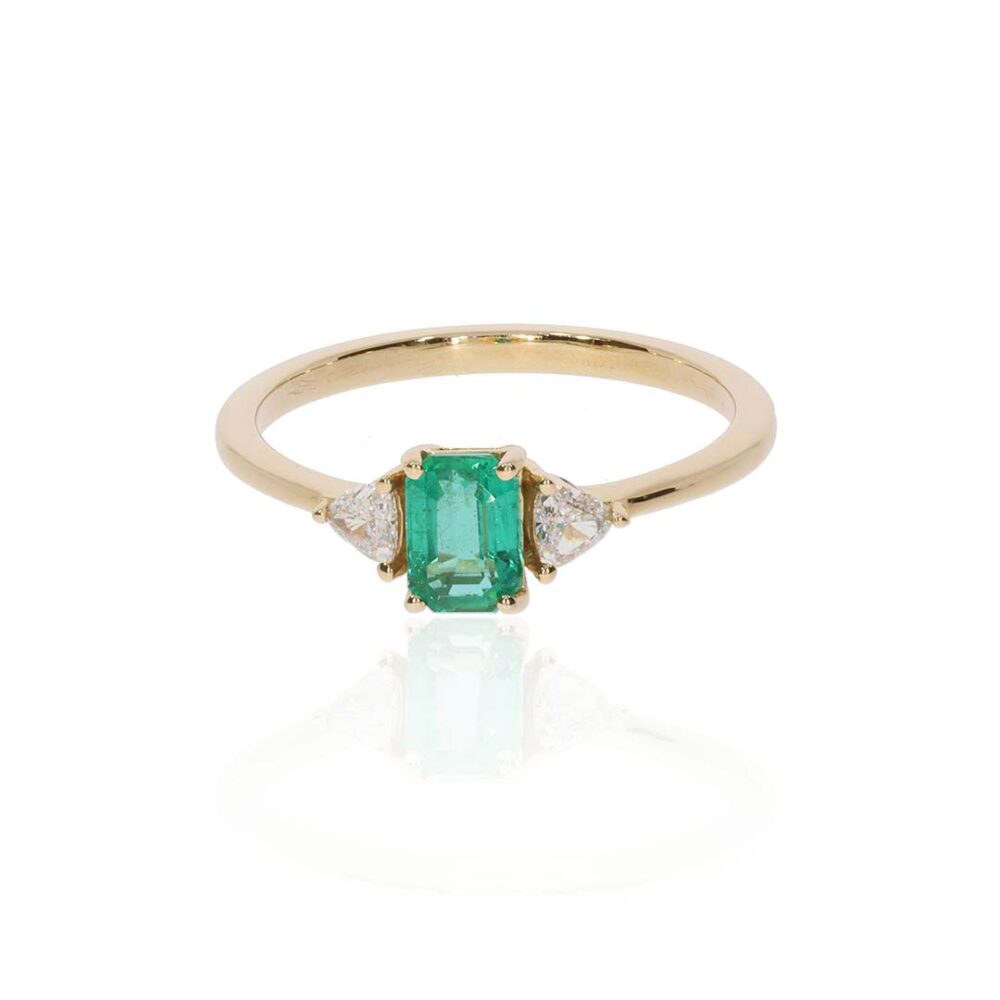 Jette Emerald and Diamond Yellow Gold Ring Heidi Kjeldsen Jewellery R1817 white