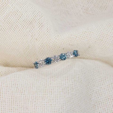 Lab Grown Blue Diamond Eternity White Gold Ring Heidi Kjeldsen Jewellery R1804 still