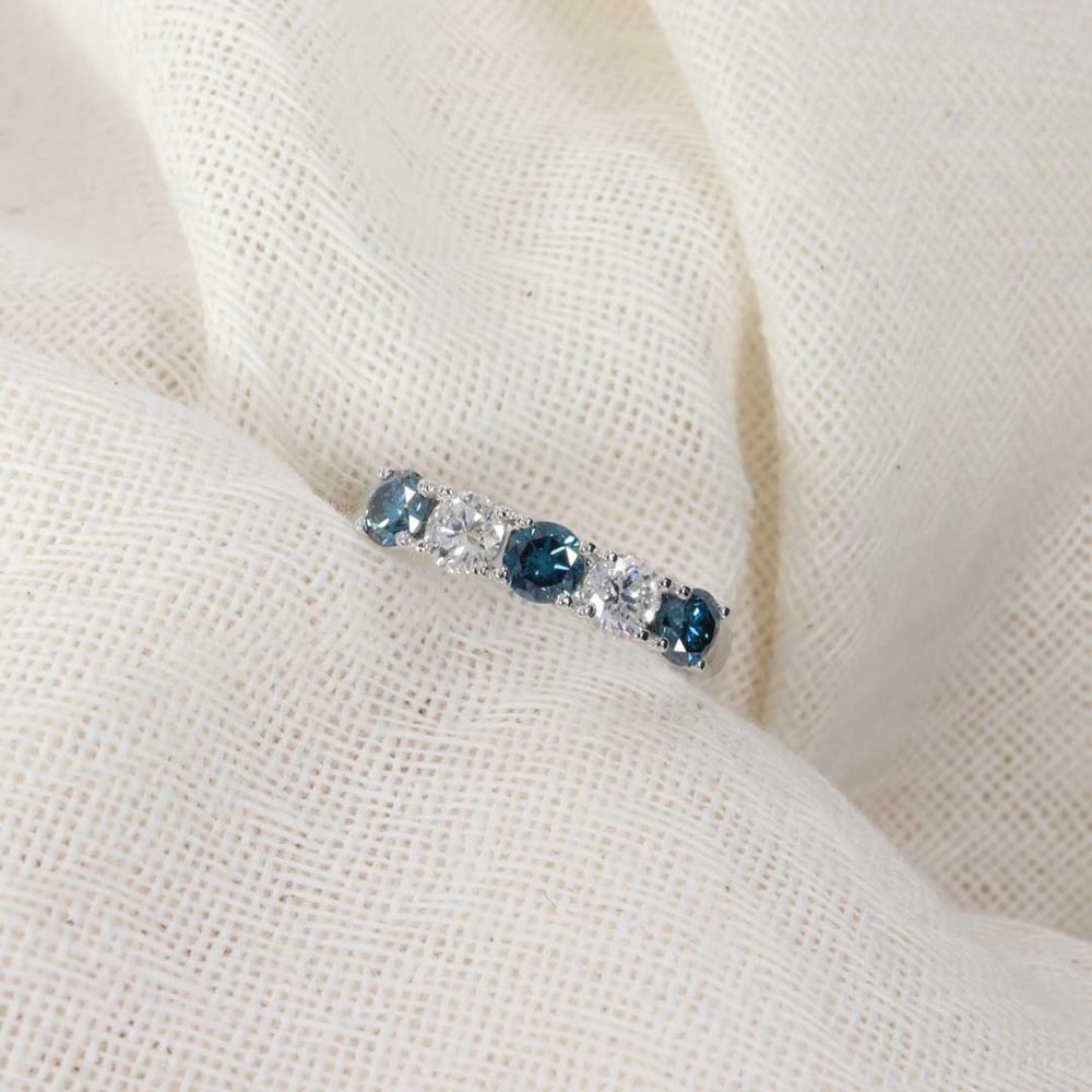 Lab Grown Blue Diamond Eternity White Gold Ring Heidi Kjeldsen Jewellery R1806 still