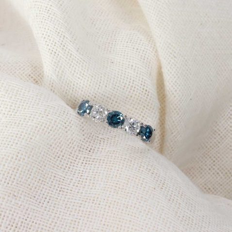 Lab Grown Blue Diamond Eternity White Gold Ring Heidi Kjeldsen Jewellery R1806 still