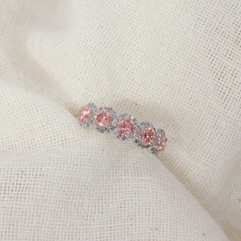 Laboratory Grown Pink Diamond Cluster White Gold Ring Heidi Kjeldsen Jewellery R1807 still