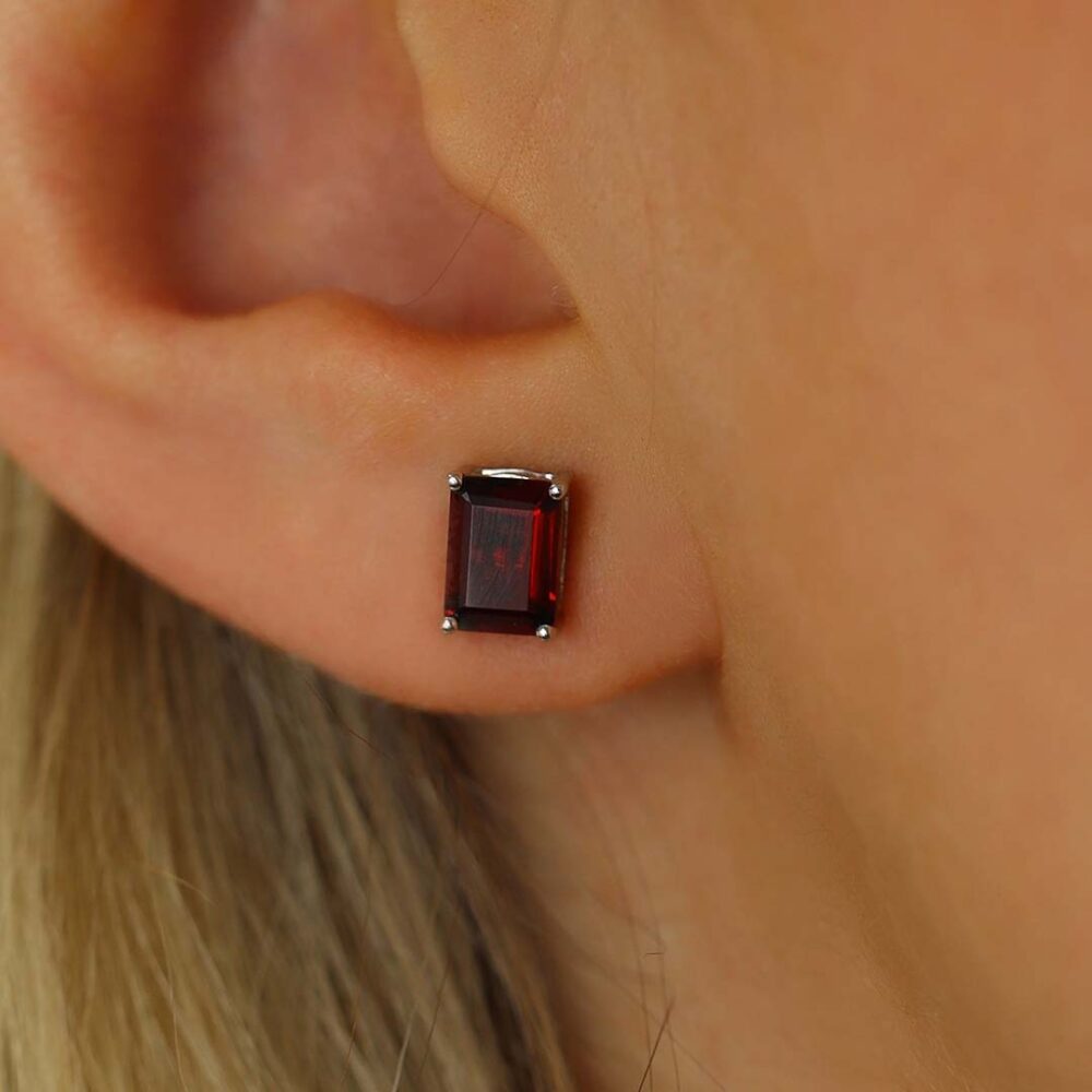 Lisbet Garnet Octagonal Claw Set Earrings Heidi Kjeldsen Jewellers ER4880