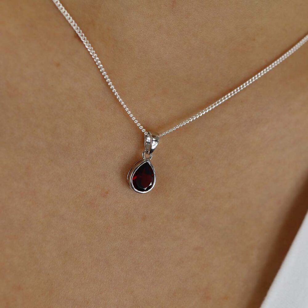 Lisbet Garnet Sterling Silver Drop Pendant Heidi Kjeldsen Jewellers P1595