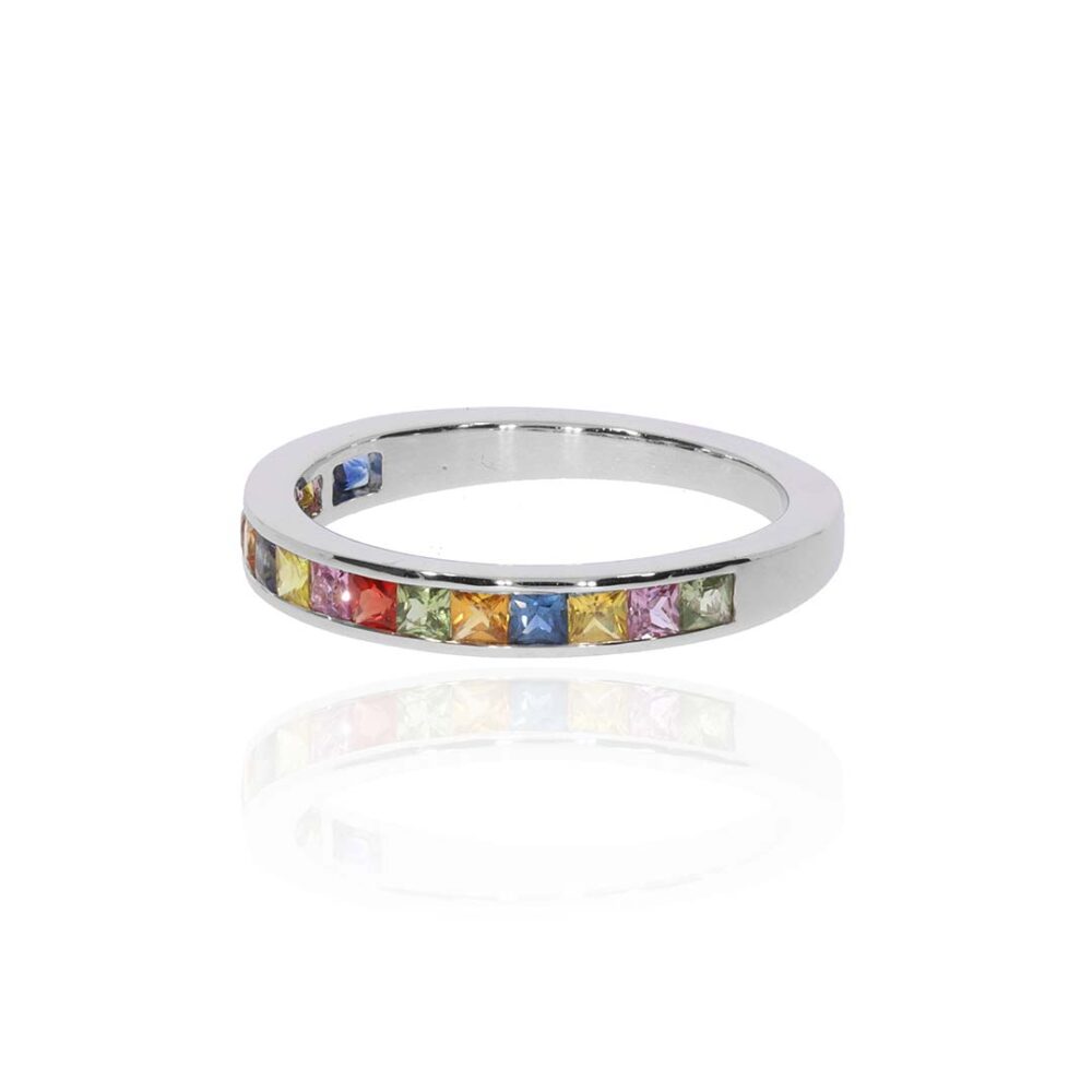 Lisbet Multi Coloured Sapphire Eternity White Gold Ring Heidi Kjeldsen Jewellery R1808 side