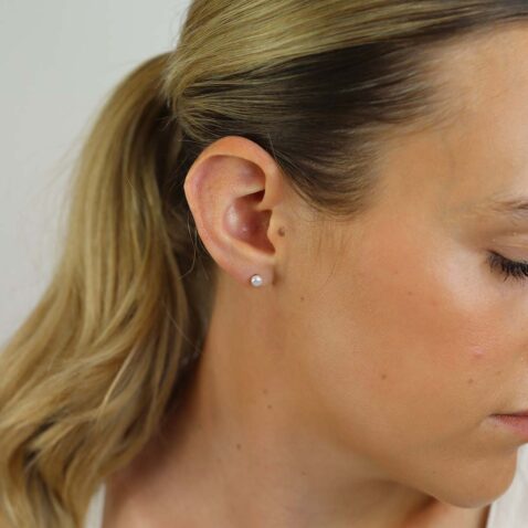 Pearl Bouton Silver Earrings Heidi Kjeldsen Jewellery ER4676 Model