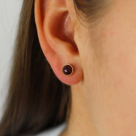 Mathilde Ruby Gold Earrings Heidi Kjeldsen Jewellery ER4825 model (1)