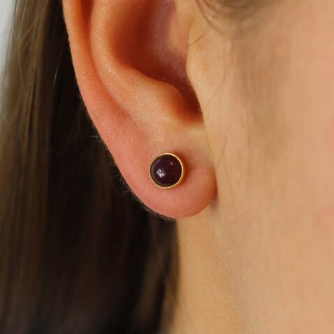 Mathilde Ruby Gold Earrings Heidi Kjeldsen Jewellery ER4825 model