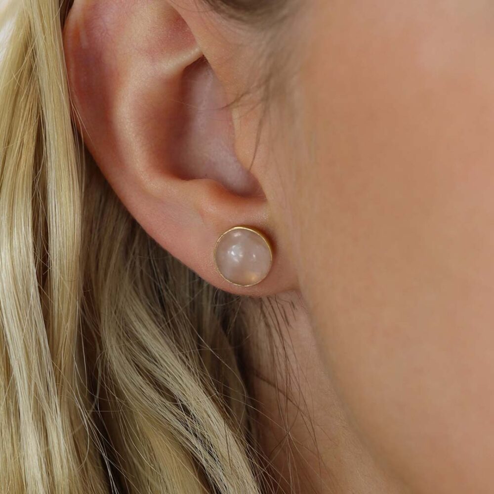 Naja Rose Quartz Studs Heidi Kjeldsen Jewellery ER4812 model