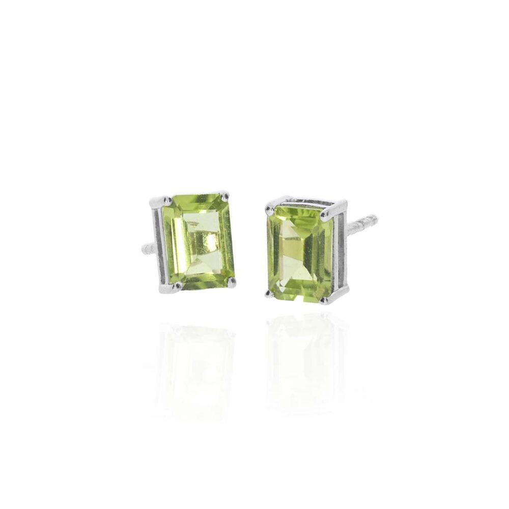 Nanna Peridot Emerald Cut Silver Earrings Heidi Kjeldsen Jewellery ER4889 white
