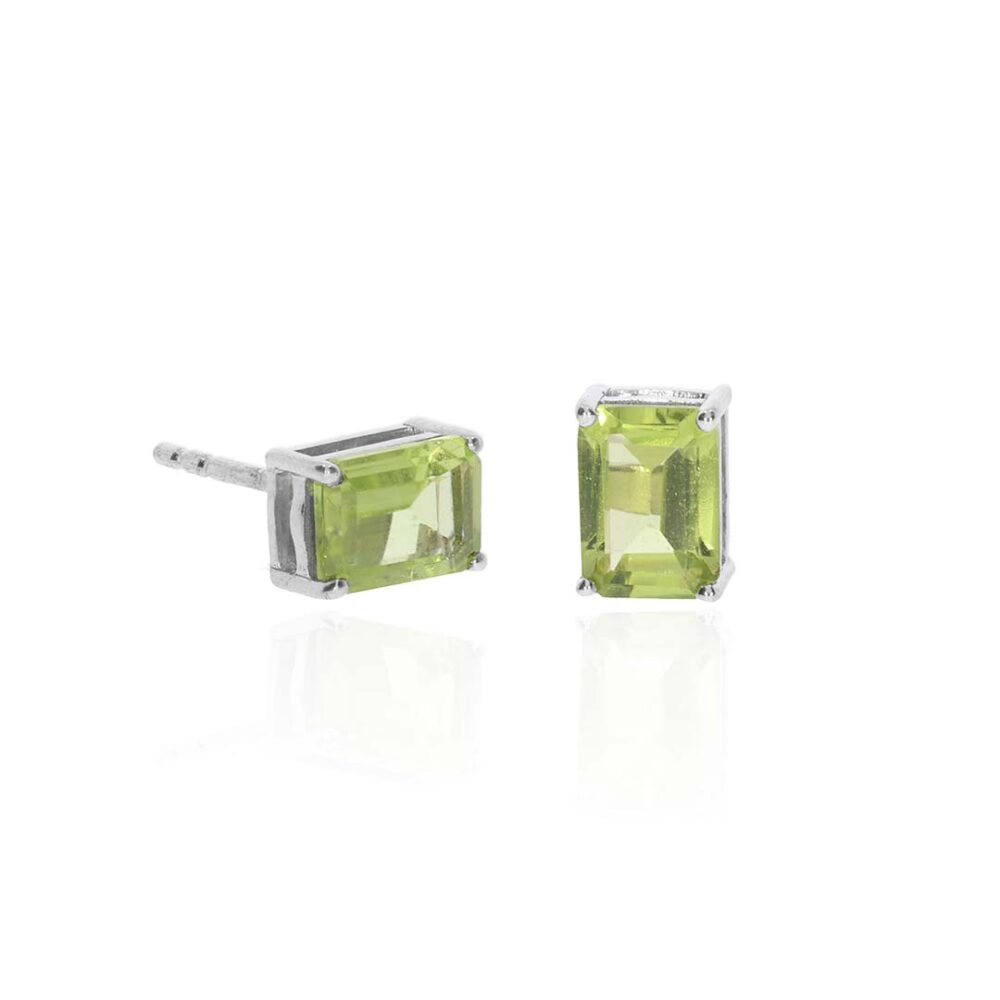 Nanna Peridot Emerald Cut Silver Earrings Heidi Kjeldsen Jewellery ER4889 white1
