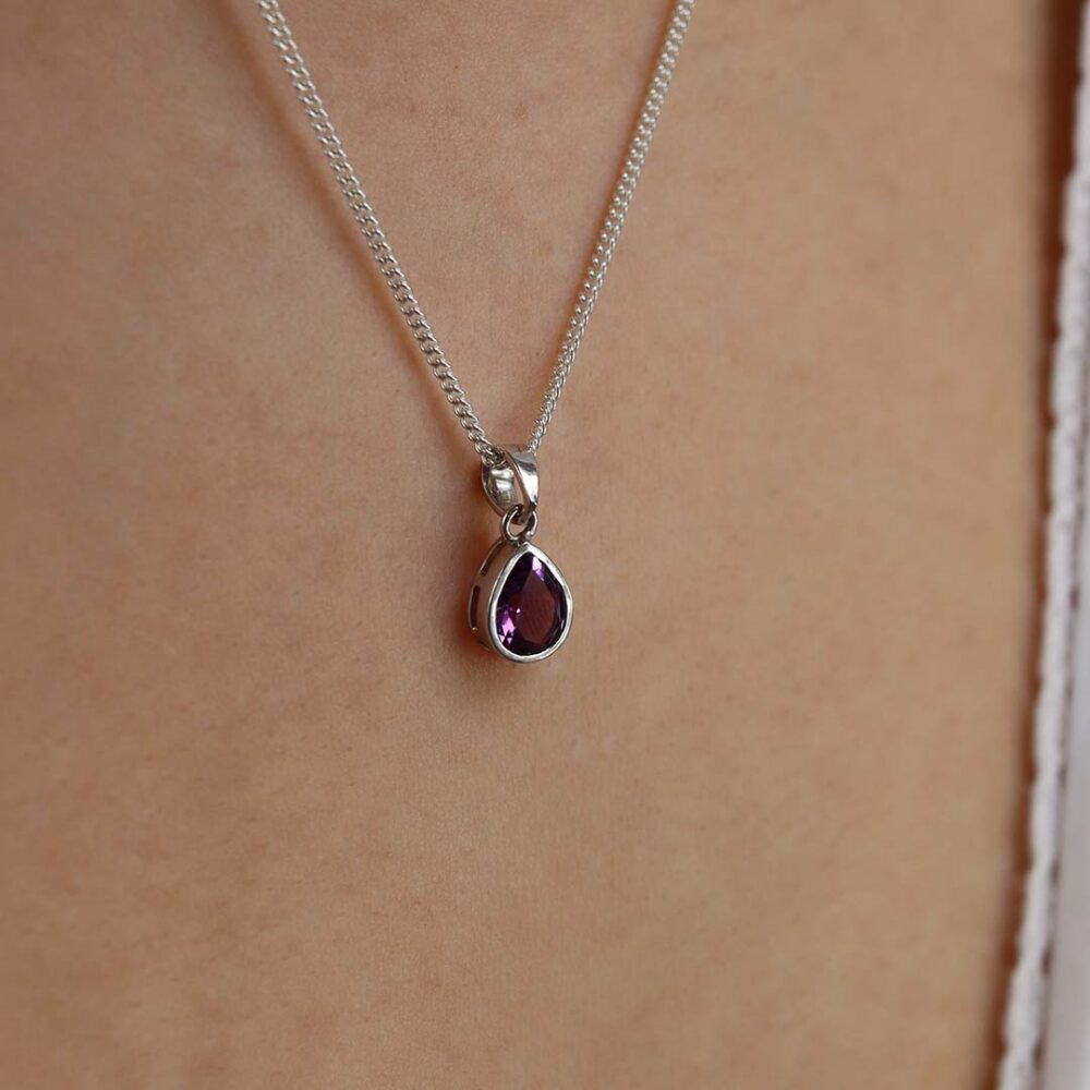 Viola Amethyst OPear Shaped Pendant Heidi Kjeldsen Jewellers P1614