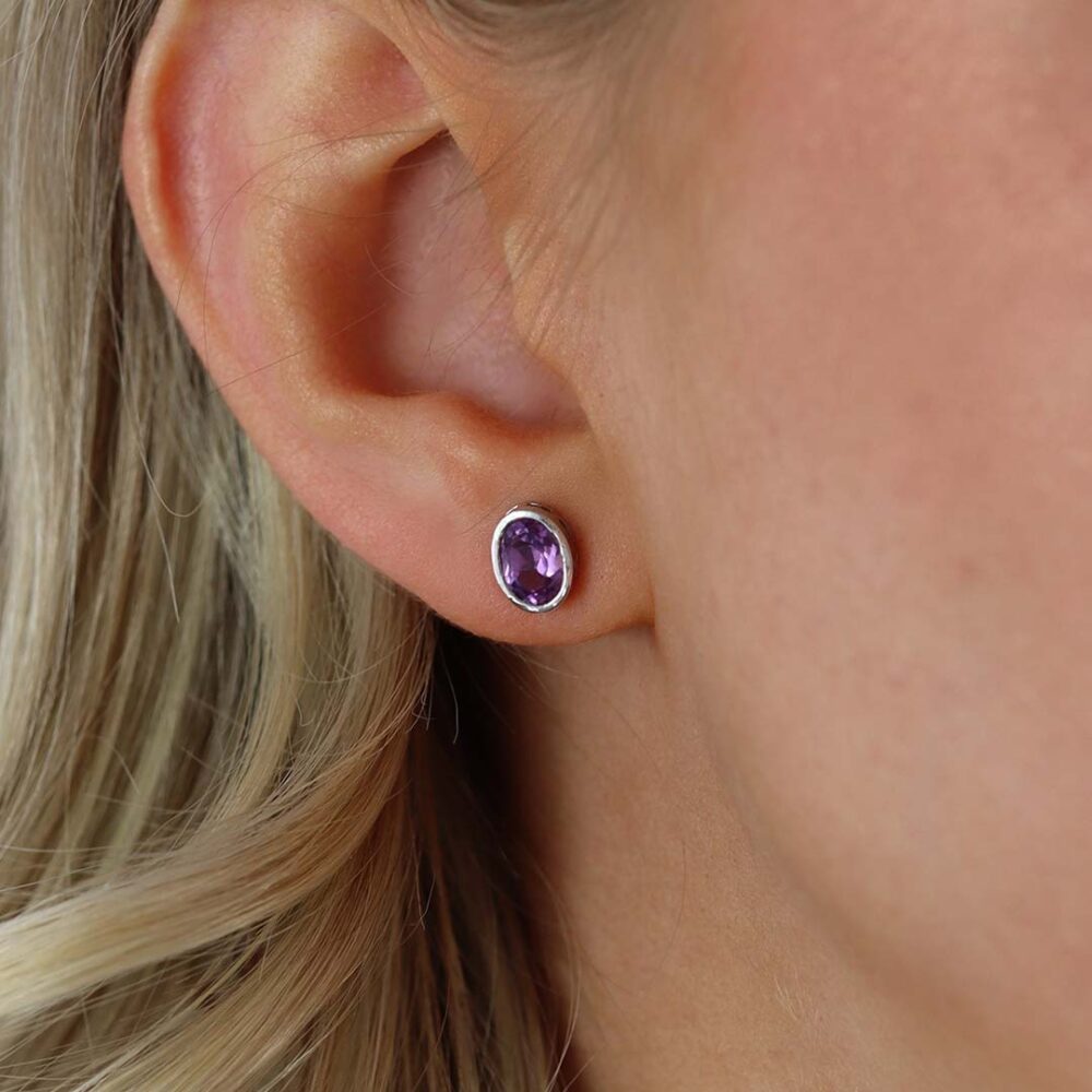 Viola Amethyst Oval Silver Earrings Heidi Kjeldsen Jewellers ER4896