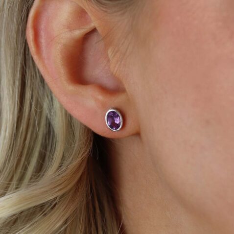 Viola Amethyst Oval Silver Earrings Heidi Kjeldsen Jewellers ER4896