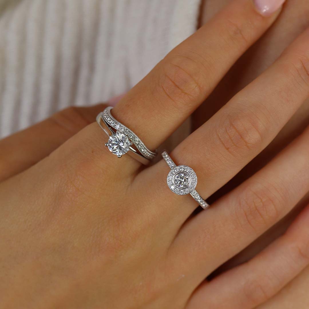 A selection of sparkling and beautiful Diamond rings, part of our Hanne collection.