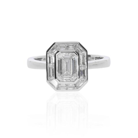 Laboratory Grown Emerald cut Diamond Ring Heidi Kjeldsen Jewellery R1875 Front