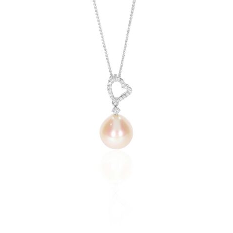 Diamond Cultured Pearl Heart Pendant Heidi Kjeldsen Jewellery P1549 front