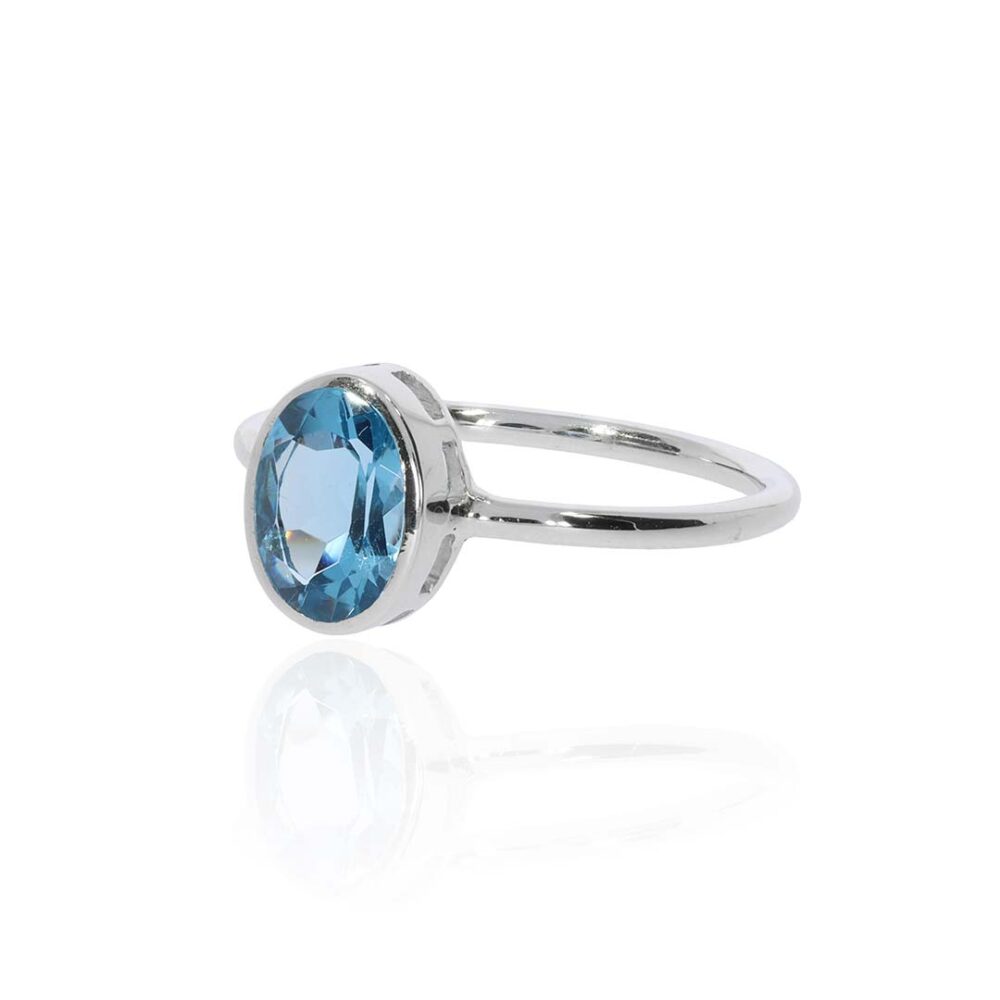 Blue Topaz and Silver Ring By Heidi Kjeldsen Jewellers R1867 side
