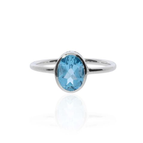 Blue Topaz and Silver Ring By Heidi Kjeldsen Jewellers R1867 front