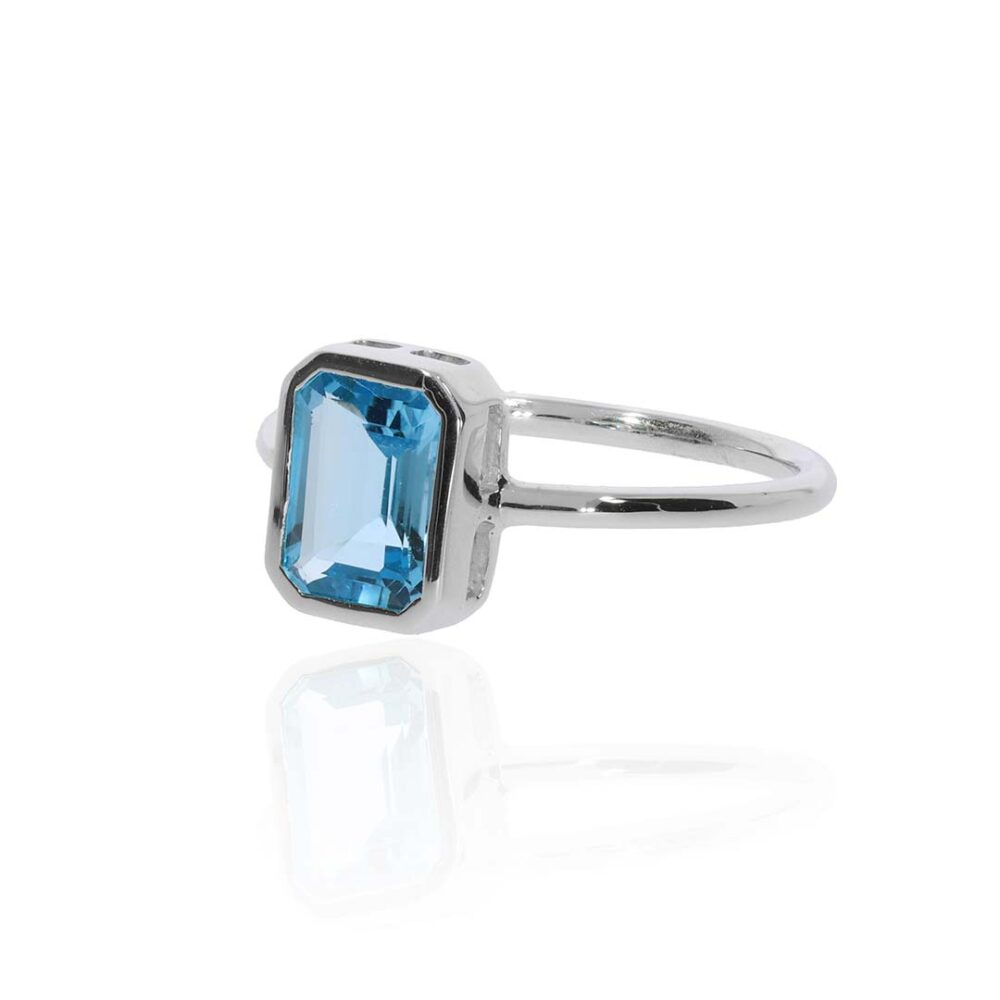 Blue Topaz and Silver Ring By Heidi Kjeldsen Jewellers R1867 side