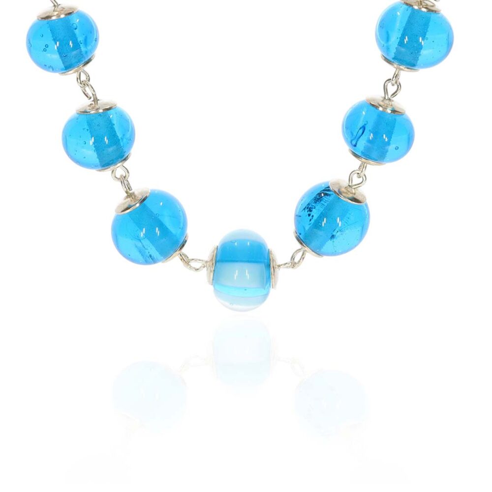 Blue and Blue Stripe Murano Glass Necklace Heidi Kjeldsen Jewellery NL1258 front