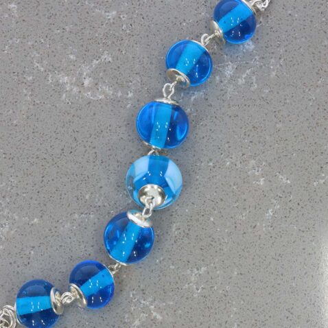 Blue and Blue Stripe Murano Glass Necklace Heidi Kjeldsen Jewellery NL1258 still