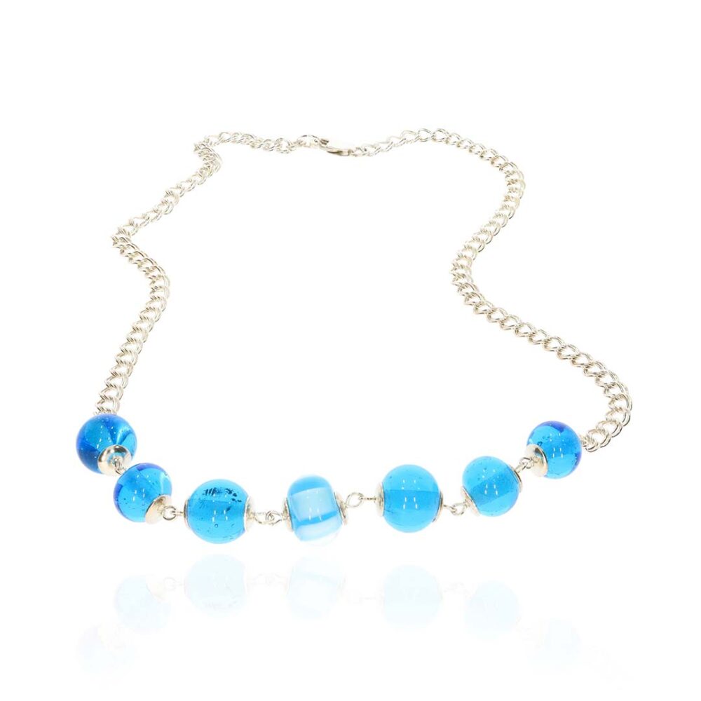 Blue and Blue Stripe Murano Glass Necklace Heidi Kjeldsen Jewellery NL1258 side