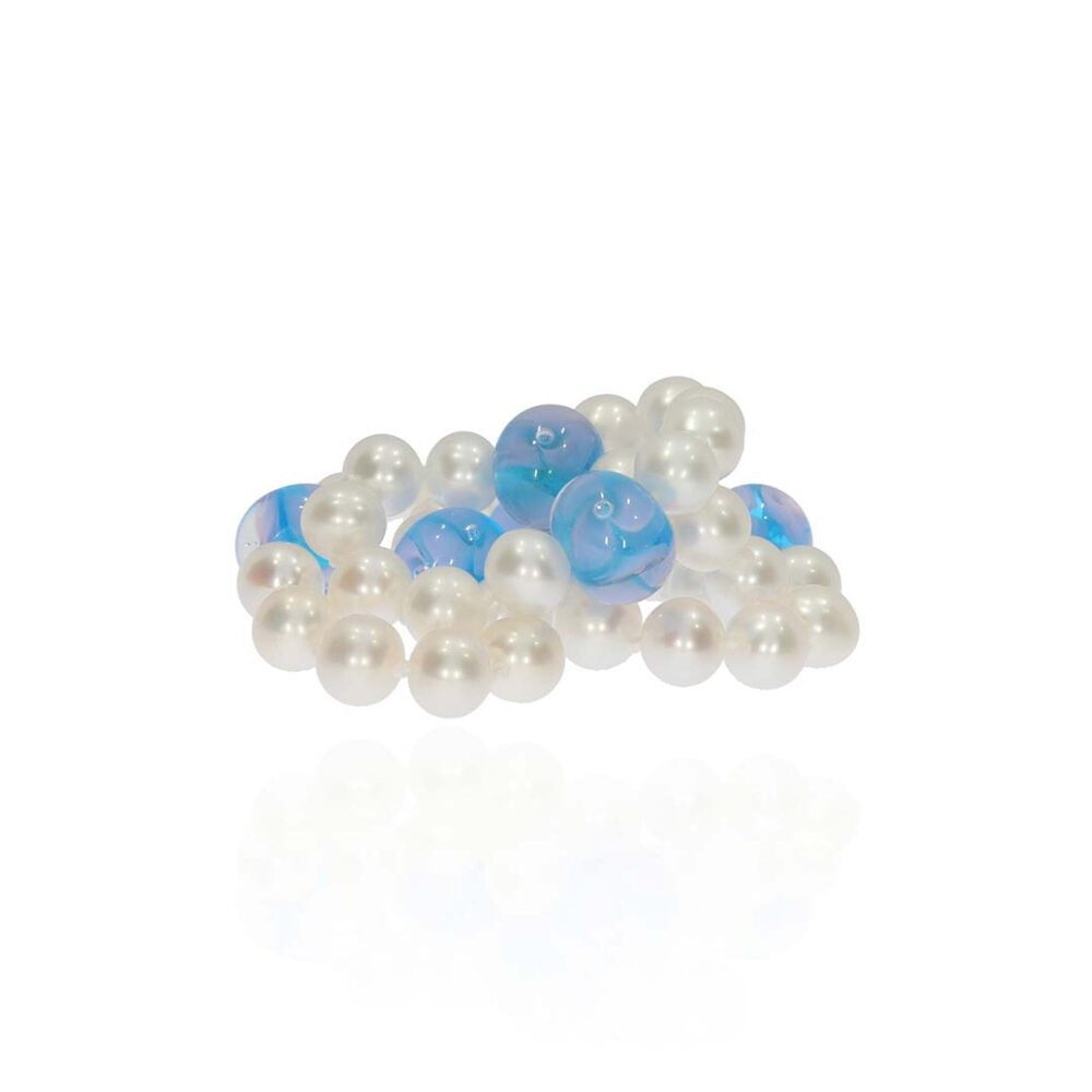 Blue Glass and Pearl Necklace Heidi Kjeldsen Jewellery NL1317 front