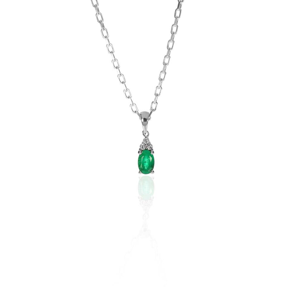 Emerald and White Topaz Pendant by Heidi kjeldsen Jewellery, Jette Collection P1584 front