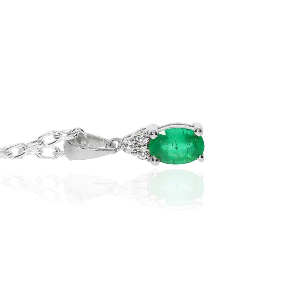 Emerald and White Topaz Pendant by Heidi kjeldsen Jewellery, Jette Collection P1584 side
